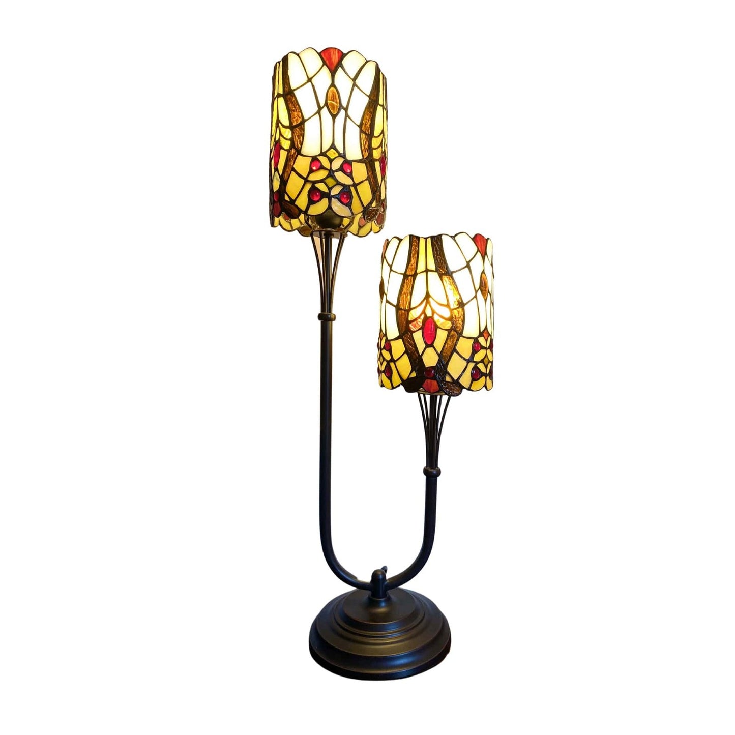 Cream Twin Stem Tiffany Lamp 72cm