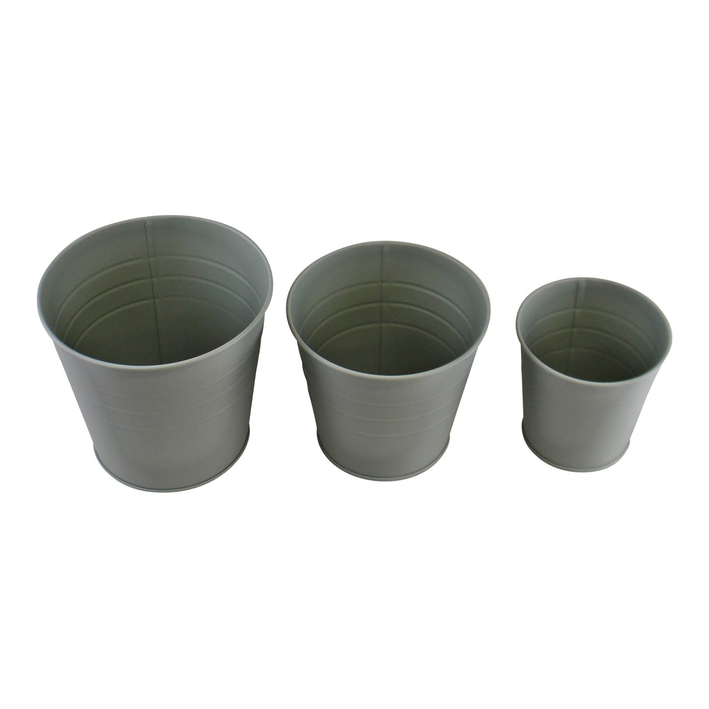Set of 3 Round Metal Planters, Green